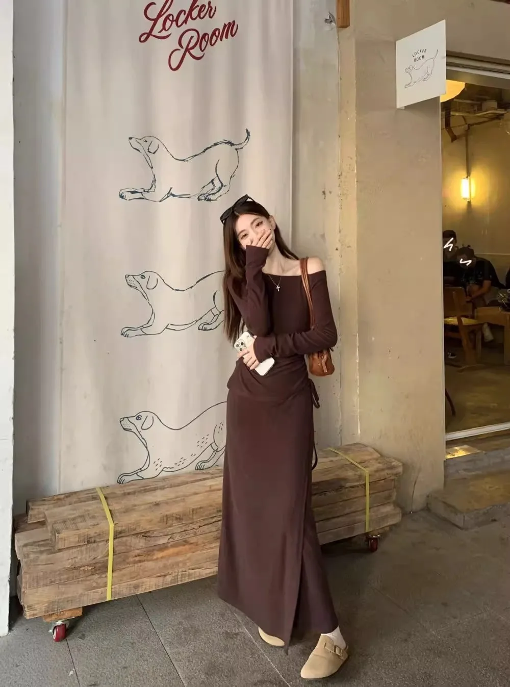 Vestidos femininos vestido para usar um casamento para mulher outono malhas painéis midi respirável em camadas minimalista francês requintado ajuste