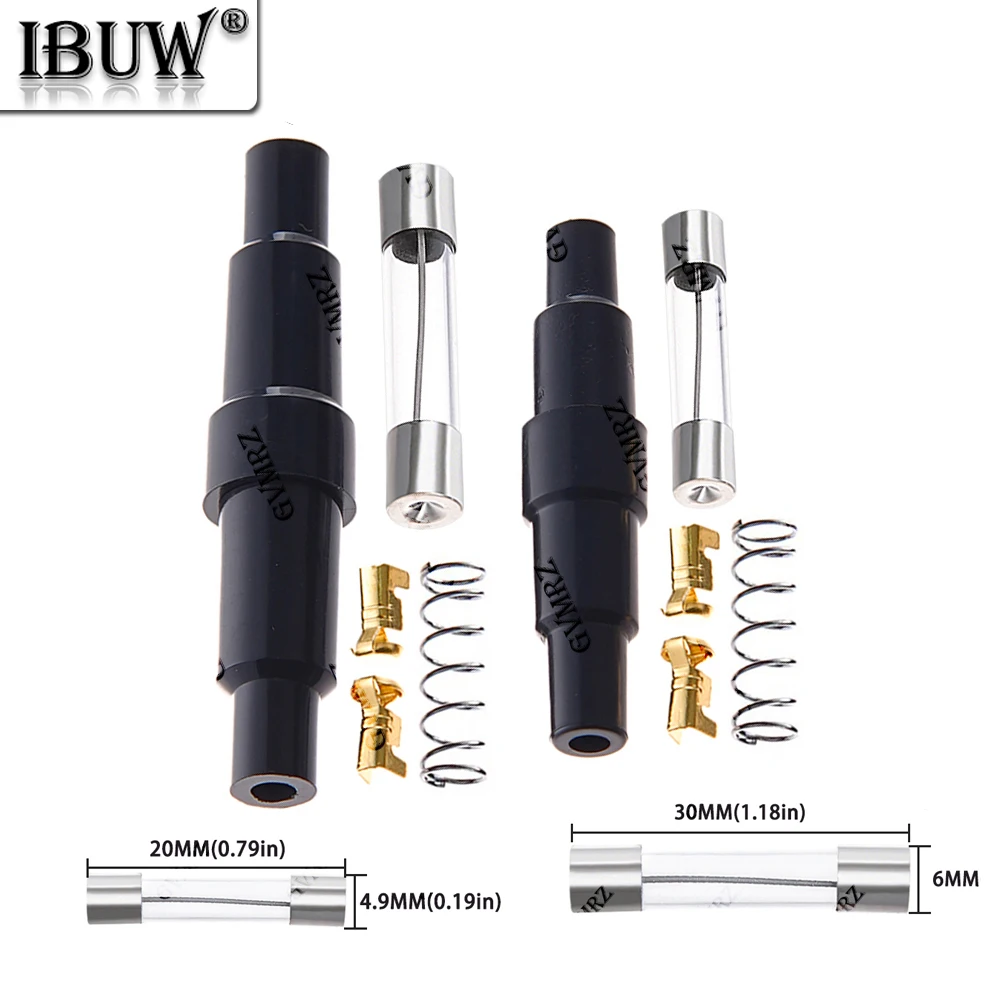 5PCS 6x30 5x20 Glass Tube Fuse Holder Male Female,Spring,Crimping Terminal Safety Socket,Quick Blow Plastic Shell 6X30MM 5X20MM