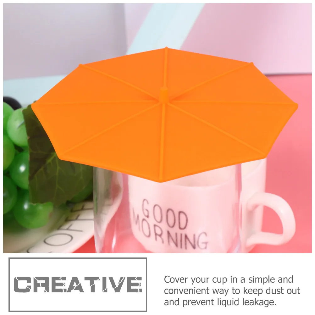 5Pcs Silicone Umbrella Mug Cover Dust Proof Cup Lid for Ceramic Plastic Mugs Household Cup Accessory Easy Adsorption Non Scratch