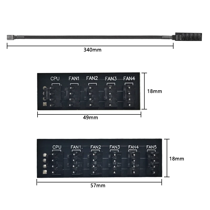 1 to 5/6 PWM Fan Hub PC CPU Cooling 4PIN Fan Power Cable Hub Adapter Sleeved Case Splitter for Computer Cooler Case Fans
