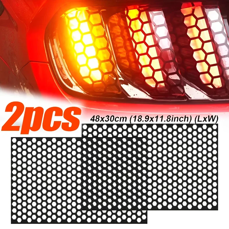 Car Honeycomb Stickers Car Stylish Tail Lights DIY Hollow Protector Decals Auto Rear Lamp Decoration Wrap Film Sticker 48*30cm