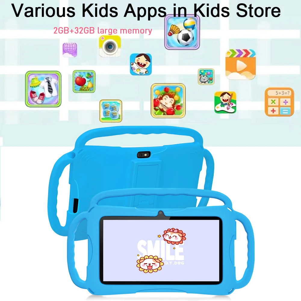 Kids Tablet 7'' Android Tablet 32GB Toddler with Case 5G WiFi Bluetooth Dual Camera  Educational Learning Toys Children Gifts