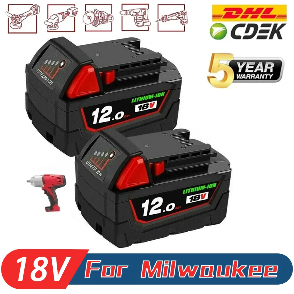 

For Milwaukee 48-11-1852 M18 LITHIUM XC 12Ah Extended Capacity Battery for Milwaukee 48-11-1850 48-11-1840 Cordless Power Tools