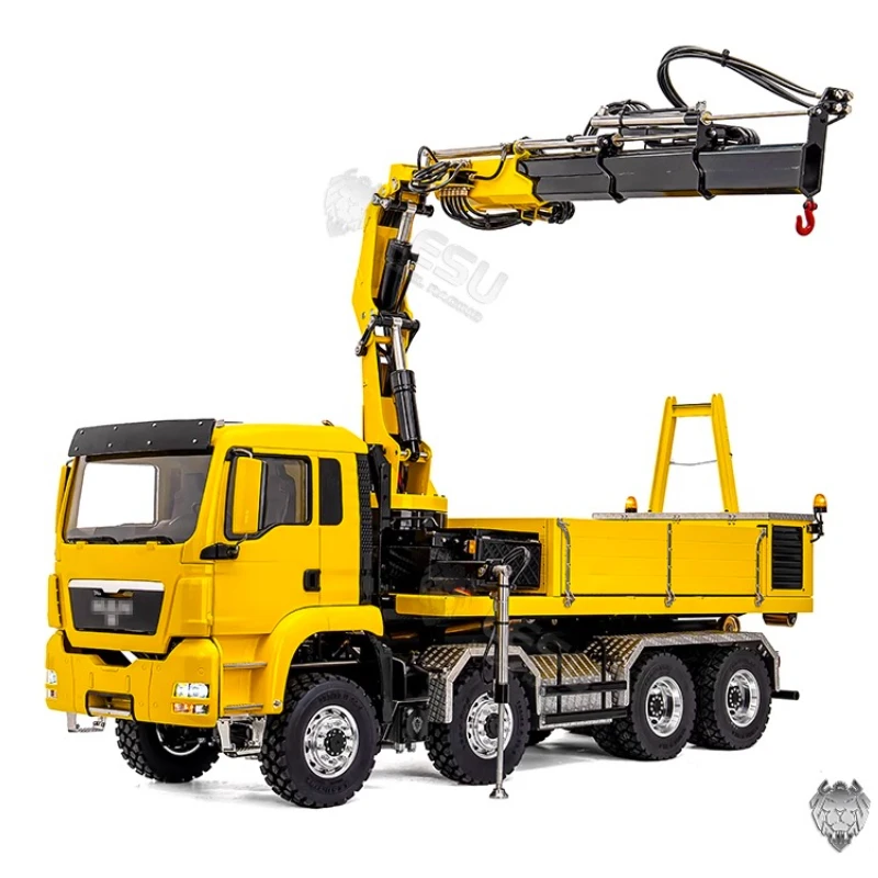RC Crane 1/14 8x8 RC Truck TGS Car-mounted Truck-mounted Crane Dump Roll-off Truck Metal Model Remote Control Crane Truck Toy
