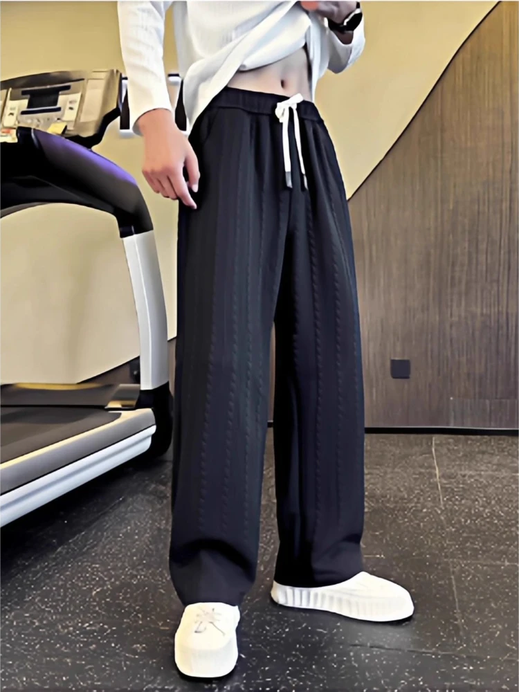 Men's Loose Straight Sweatpants 2026 Fall Winter American Style Casual Trousers Trendy Streetwear Joggers