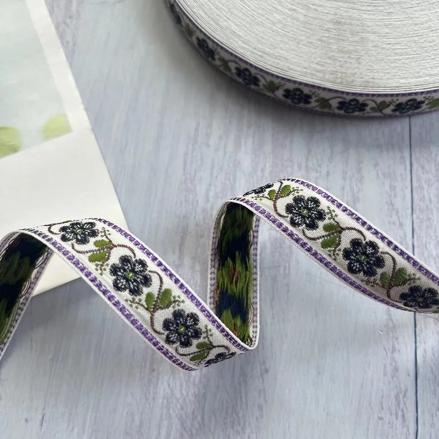20 Yards/lot Ethnic Style Webbing Woven Jacquard Ribbon Flowers For Garment Accessories LS-2267 Width 1.7 CM