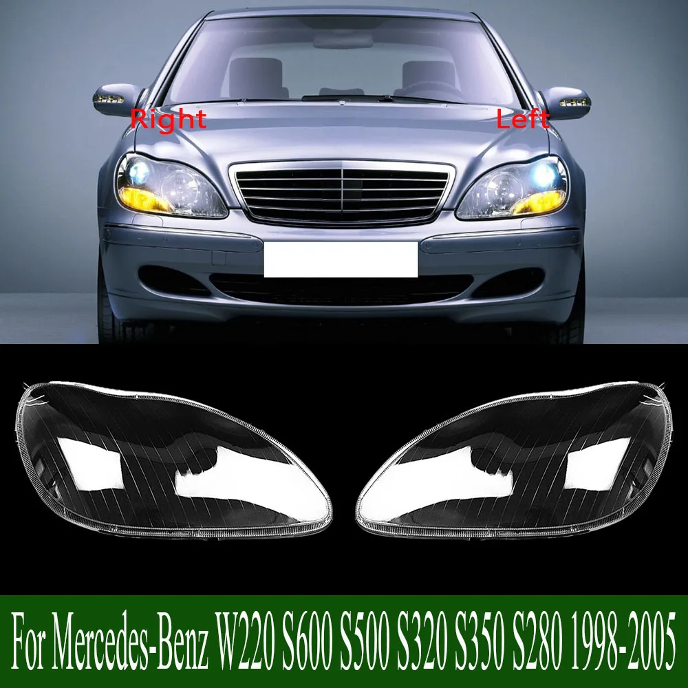 

For Mercedes-Benz W220 S600 S500 S320 S350 S280 1998-2005 Penutup Lampu Depan Lensa Shell Plexiglass Pengganti Kap Lampu Asli