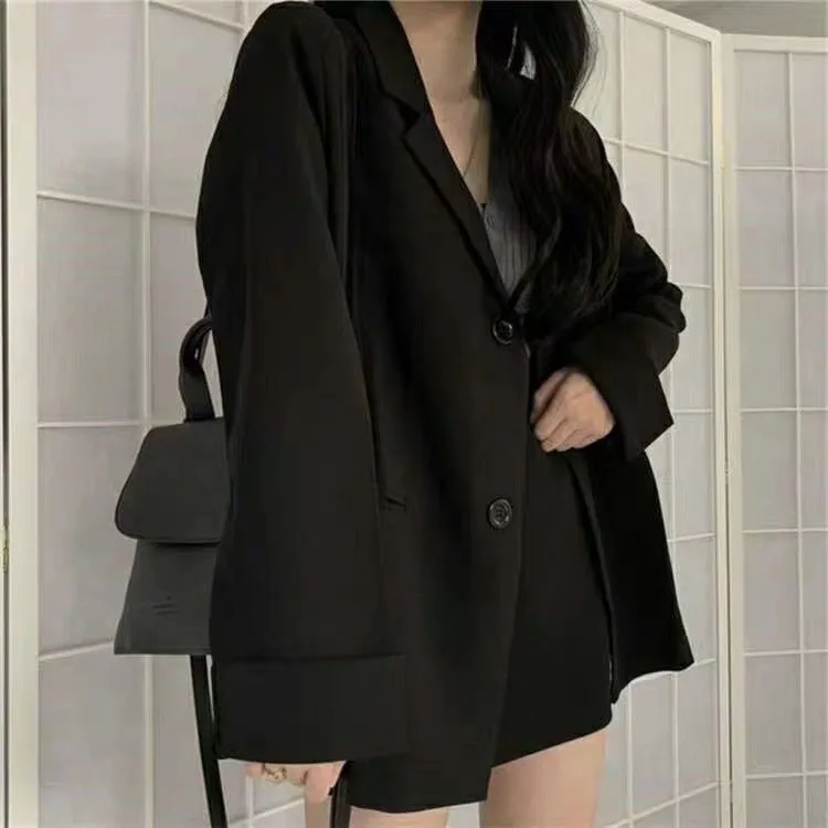 여성용 블레이저 고품질 숄더 패드 탑 여성 빈티지 스몰 컬러 아우터웨어 체크무늬 수트 프린트 원 스탠드 패드 스트리트
