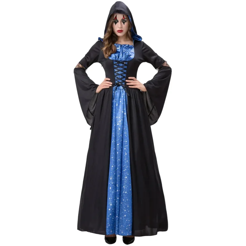 Costume da travestimento operato da strega nera per adulti, demone cosplay di Halloween