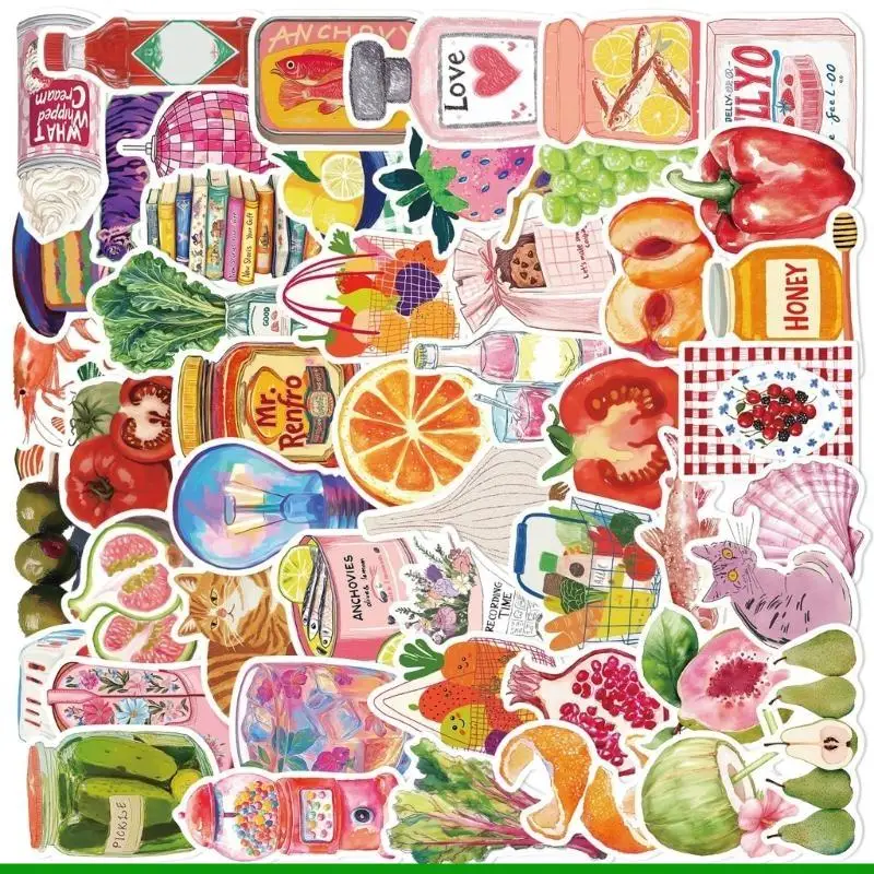 U55C 50 PCS Aesthetic PVC Stickers Removable Decals for Laptop Luggage Skateboard Customization