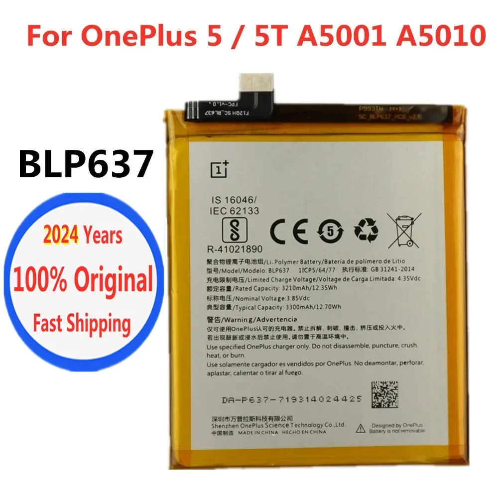 2024 Years New BLP637 Original Phone Battery For Oneplus 5 5T One plus 5T 5 3300mAh High Capacity Bateria Battery Fast Shipping