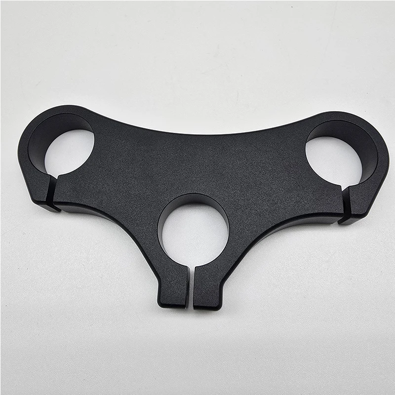 CNC Machined Aluminum Triple Clamp Black Anodized Three Hole Split Clamp Connecting Plate Custom Machining