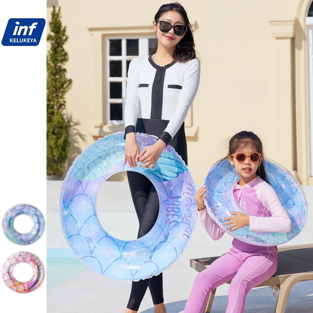 

Новый летний надувной круг-русалка 2026 с пайетками и ручками для взрослых, утолщенный, безопасный, для плавания под подмышками, игрушка для пляжных вечеринок