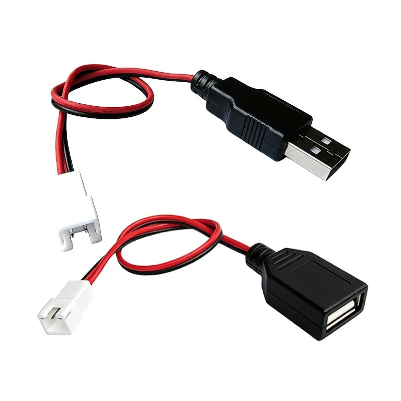5Pcs USB Male Female to XH2.54-2P Female Terminal Wire, 2 Core Power Cable, USB Socket Adapter Cord for Cooling Fan