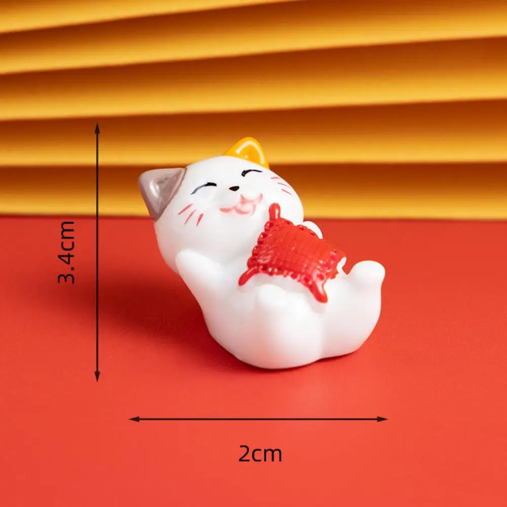 Resin Lucky Cat Cute Cartoon Animal Figurine Miniature Cat Decoration Colorful Home Decoration Figurine For Office Desktop Shop