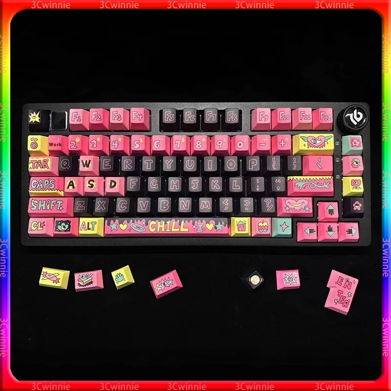 

Колпачки для клавиш Rebellious Sweetheart Theme 140, подходят для механических переключателей клавиатуры с возможностью горячей замены, материал PBT, персонализированные колпачки для клавиш