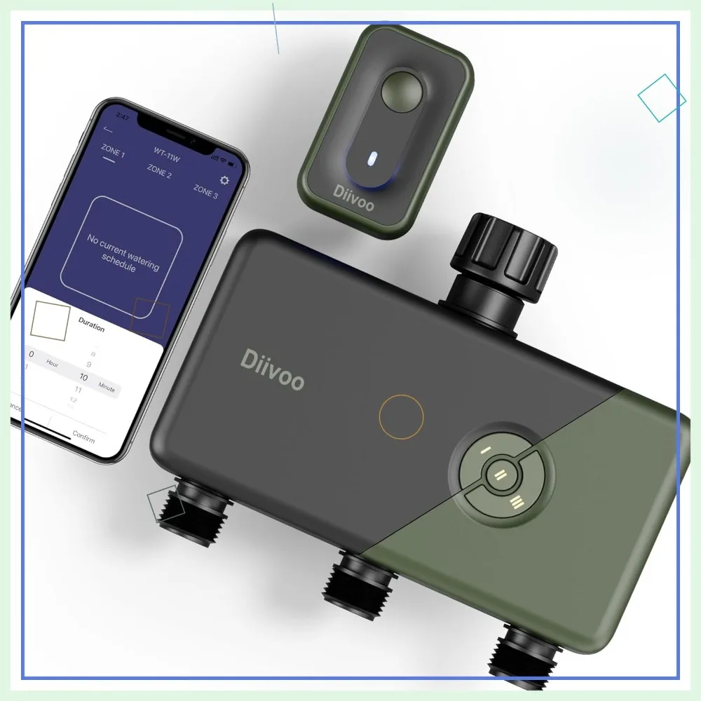 

Smart WiFi Water Timer 3 Zone, Alexa & Google Compatible, Remote Irrigation for Garden Lawn (2.4GHz Only)