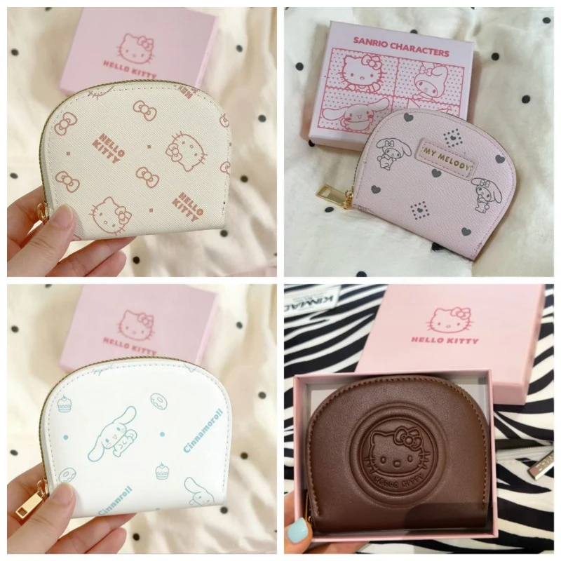 

Sanrio Hello Kitty Coin Purse Pu 10 Card Slots Cartoon My Melody Cinnamoroll Card Bag Pocket Money ID Bus Card Storage Pouch