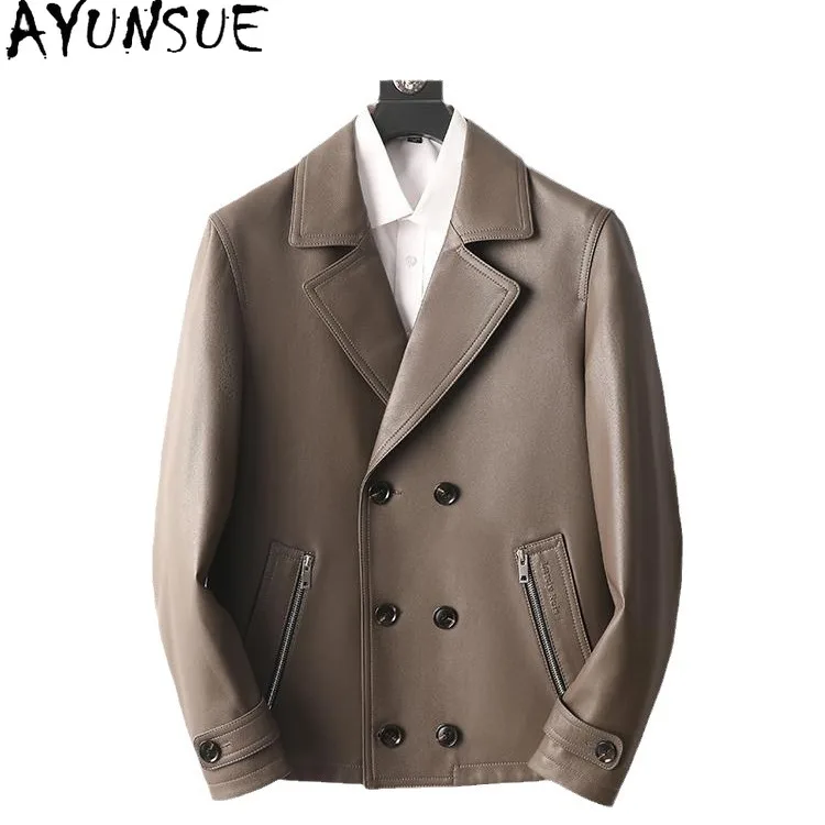 

AYUNSUE Genuine Leather Jacket for Men 2025 Autumn Mens Clothes Top Layer Sheepskin Coat Business Casual Coats Jaqueta De Couro