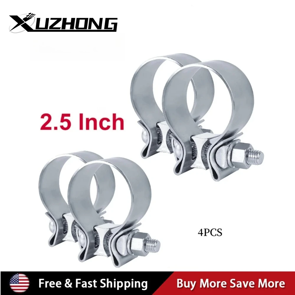 

For Mufflers Catalytic Converters Silver 4pcs 2.5 Inch T409 Stainless Steel Narrow Band Exhaust Clamps Seal Band