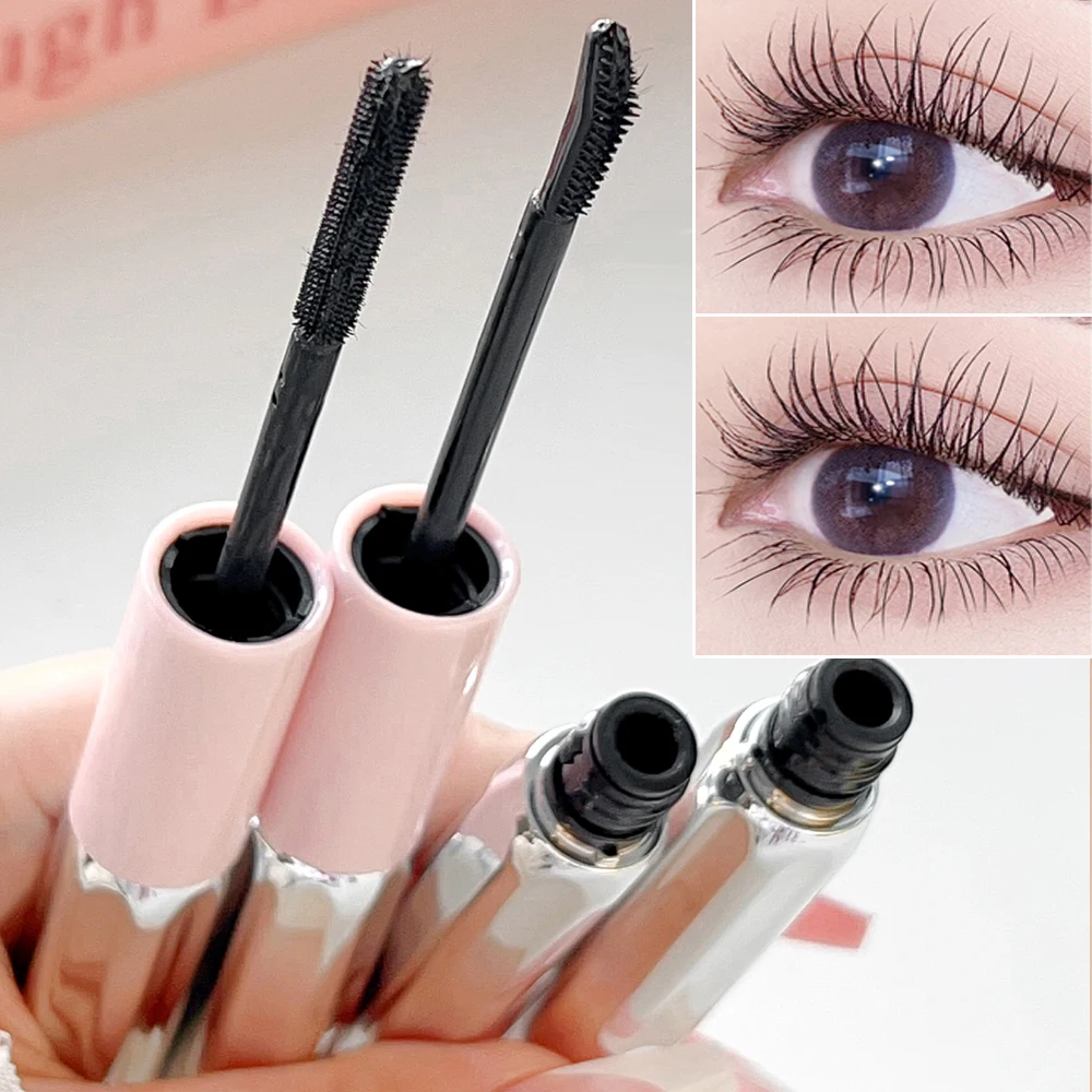 2IN1 Brush Mascara Waterproof Black Lengthening Eyelash Non-smudge Natural Curling Fine Brush Mascara Lash Extension Makeup Tool