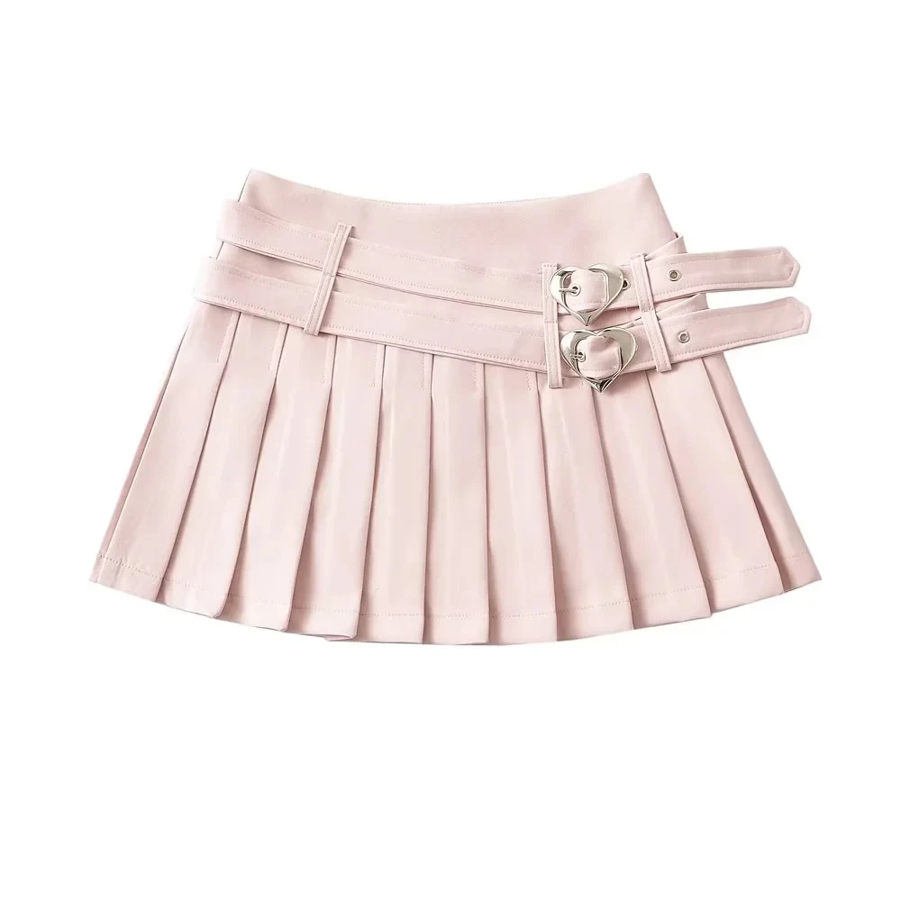 

Sweet And Spicy Heart Belt Pleated Skirt Summer New Sle Anti-Light A-Line f-length Skirt ort Skirt Street Sle