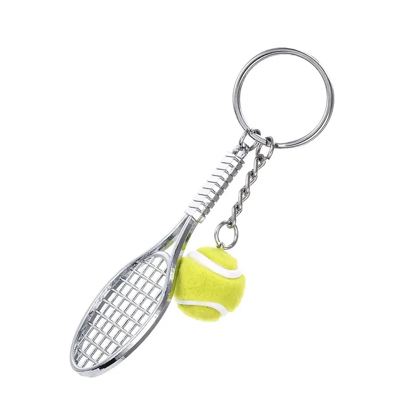 

30Pcs Tennis Ball And Racket Model Keychain Mini Novelty Handbag Car lover Sport