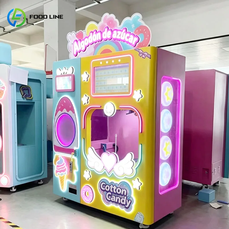 Automatic Cotton Candy Vending Machine Smart Candy Kiosk Machine For Mall Entertainment Customized