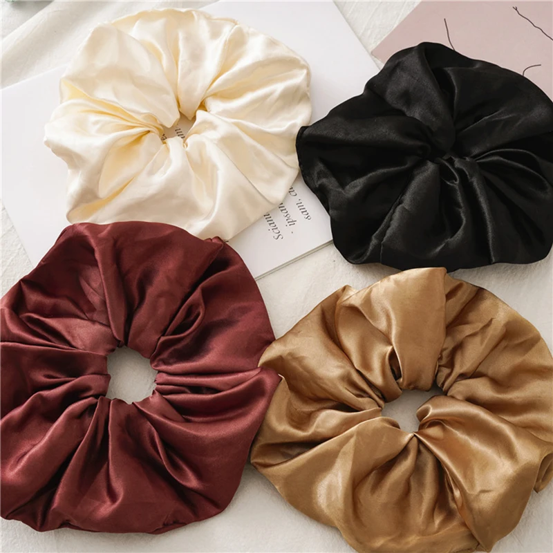Oversized Scrunchies Rubber Hair Ties Elastic Hair Bands Girs Ponytail Hairstyle Smooth Satin Hair Rings For Women Accessories image 3