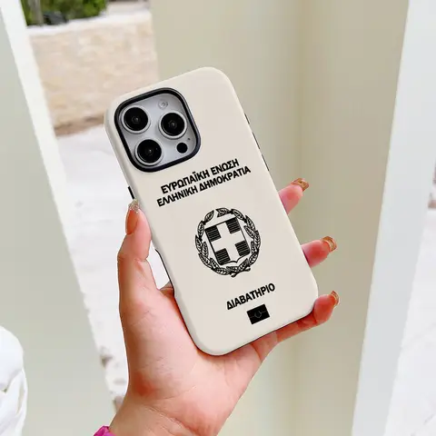 Greece Passport Phone Case for iPhone 17 16 15 14 13 12 11 X XS XR XSMAX 7 8 Air Pro Max Plus Luxury Double-layer Back Cover