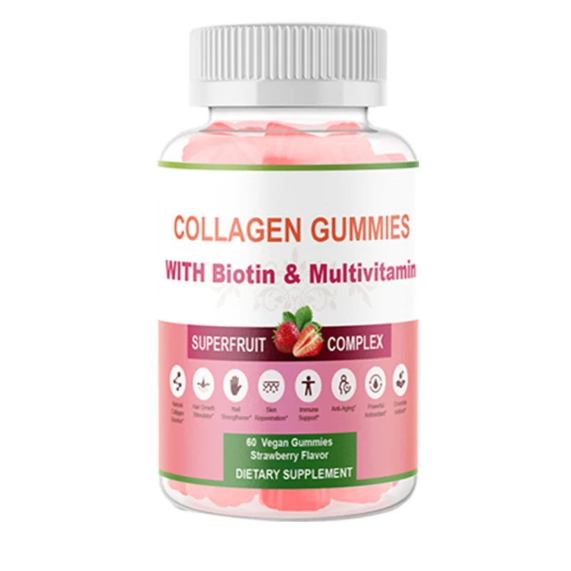 

1 bottle collagen gummies and biotin complex vitamins to enhance immunity restore skin elasticity balance nutrition