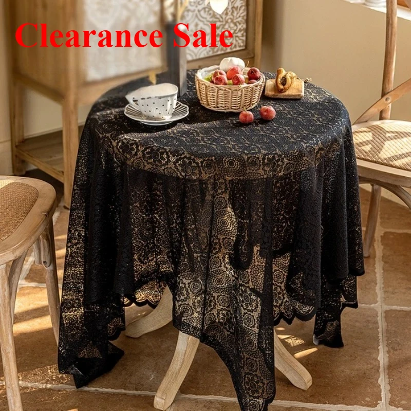 New lace tablecloth white retro round table square tablecloth coffee table household French cover