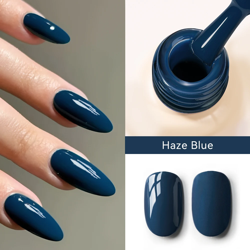 MAYCHAO Haze Blue Color Gel Nail Polish 12ml Glossy Semi Permanent Soak Off UV LED Frosted Gel Nails Painting DIY Varnish