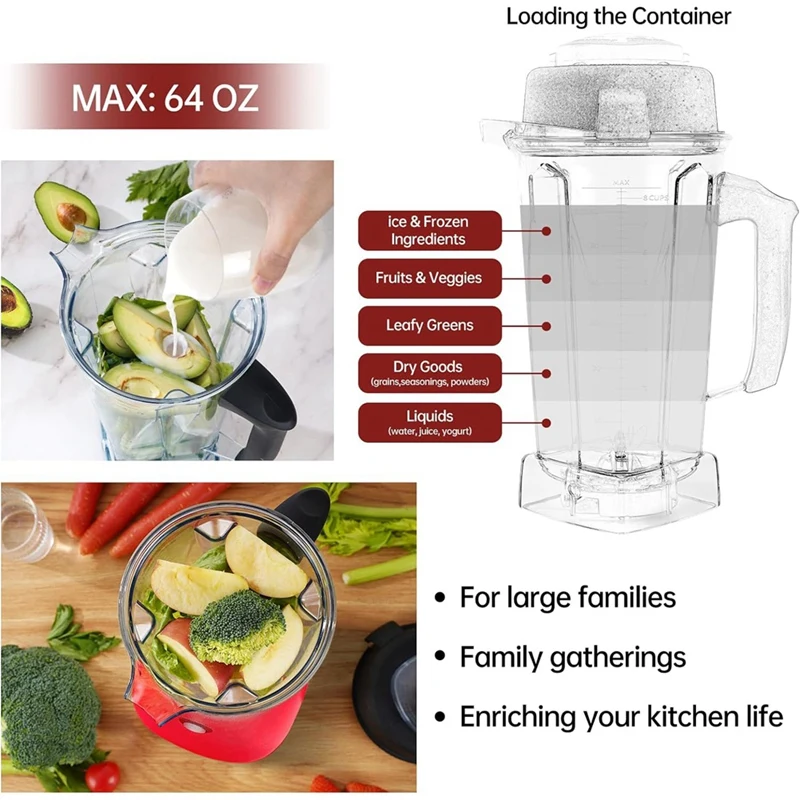 New Upgrade For Vitamix Blender Pitcher 64Oz Container, Replace 5200 5000 6500 7500 Pro500 750 Etc Container Jar Cup