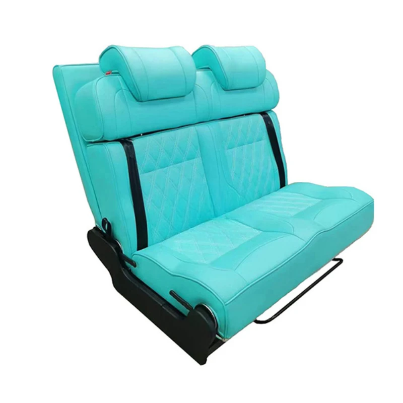 

Green leather seat bed, RV rotating sofa bed, camping folding seat bed