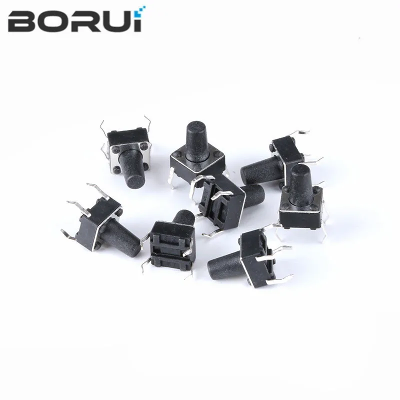 20pcs 6x6 Push Button Switch DIP 6X6X4.3 Light Touch Switch 6*6*4.3/5/6/7/8/9/10/11/12/13mm The Power Switch 4Pins