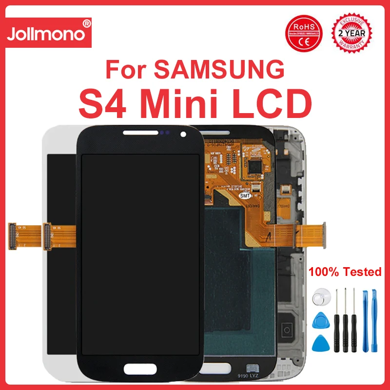 

S4 Mini Display Screen, for SAMSUNG Galaxy S4 Mini I9192 I9190 I9195 Lcd Display Touch Screen Digitizer Assembly with Frame