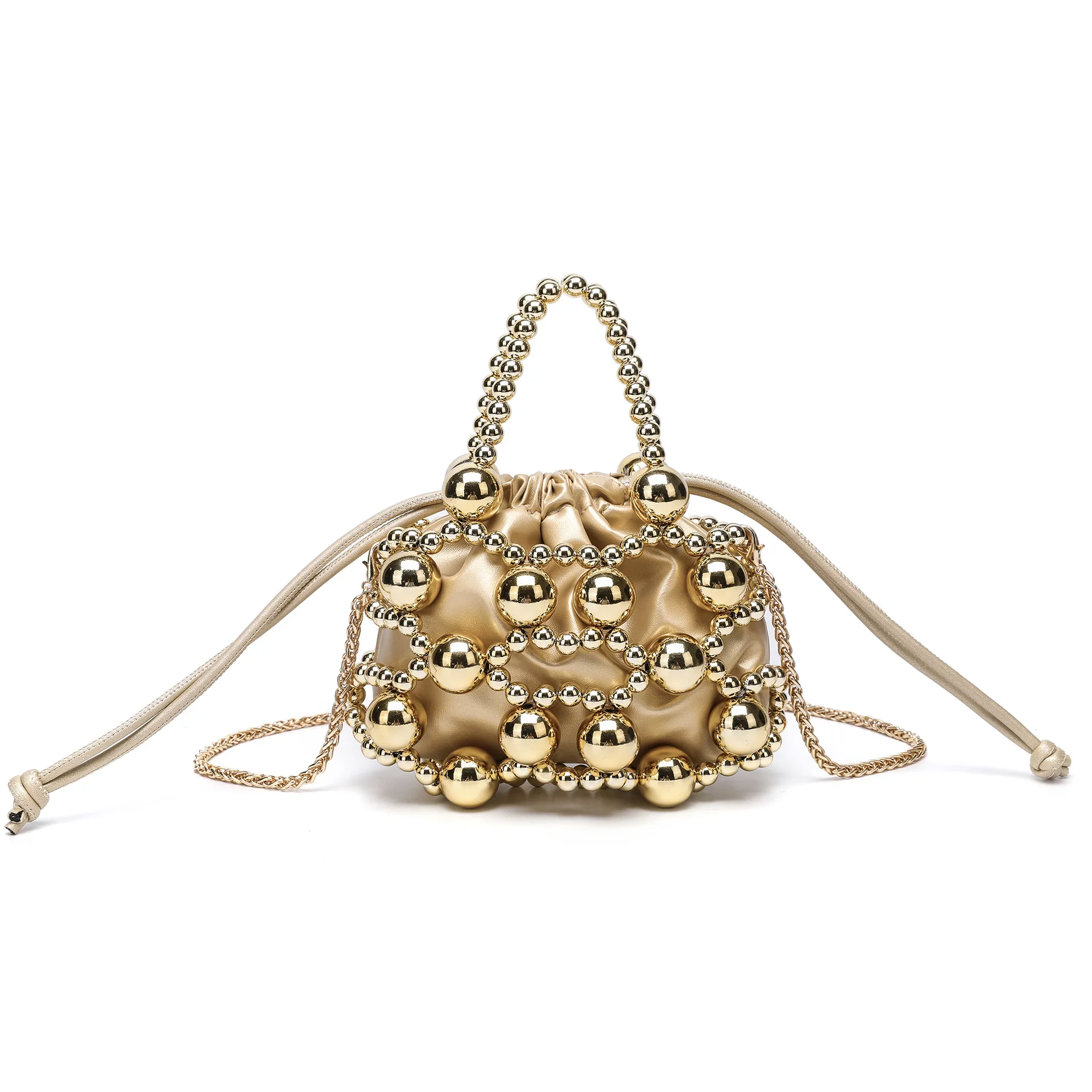 Beaded Dinner Hollow Drawstring Mother And Child Bag Women's High-end Portable Shoulder Messenger Bag Bolsos Elegantes Para Dama