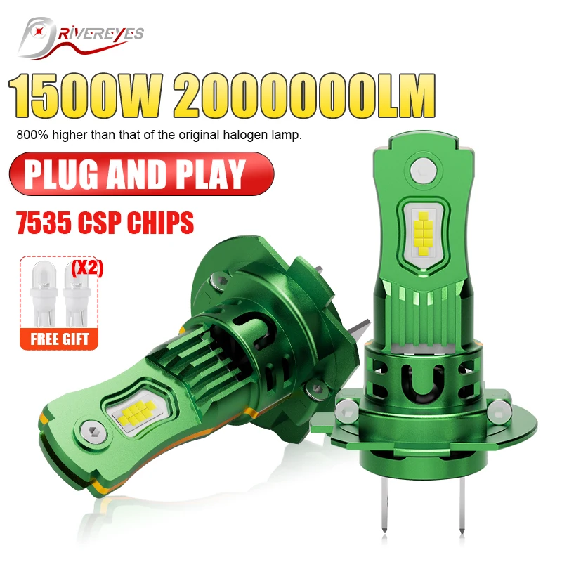 2000000LM Mini H7 LED Headlight Bulb Wireless 1500W CSP for Car Headlamp Auto Diode Lamps H7 Turbo Led 12V 6500K Super Bright