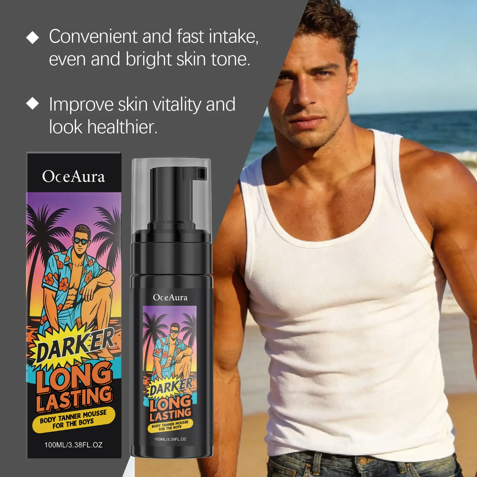 Tanning Mousse Self Tanner Sunless Bronzer Fast Natural Dark Color Body Face Streak Free Long Lasting Gradual Glow Mousse