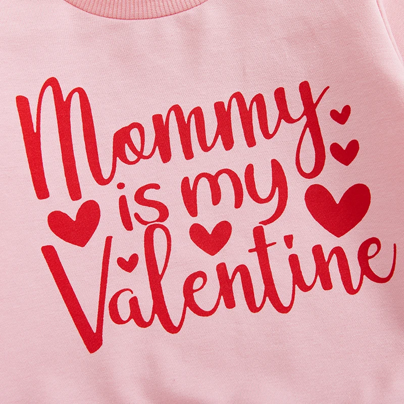 Kleinkind Mädchen Valentinstag Kleidung Set Langarm Herz Print Sweatshirt Rüschen Hosen Outfit Baby Mädchen Kleidung