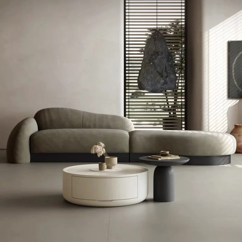 Oblique pebble sofa Italian minimalist curved fabric sofa