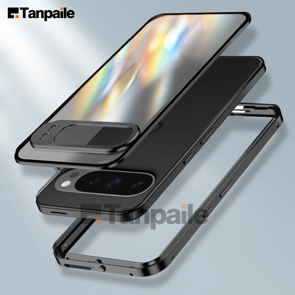 For Google Pixel 7 Pro Luxury Aluminum Metal Case for Pixel 9 Pro XL Case for Pixel 8 Pro Tempered Glass Lock Magnet Cover