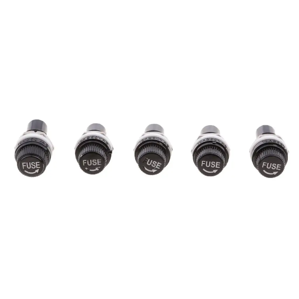 5pcs Panel Mounted Screw Glass 5x20mm Fuse Holder Black Car/Truck/Boat