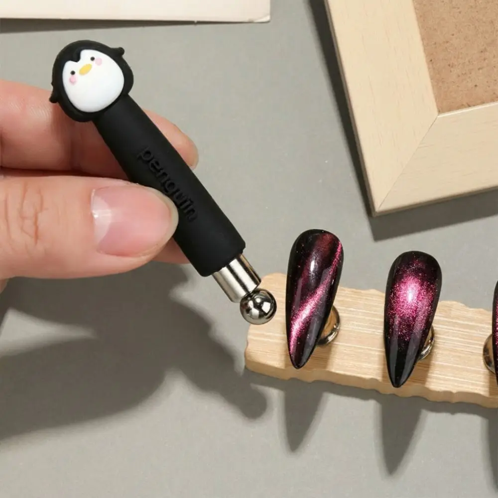 Penguin Shape Cat Eye Nail Magnet Uniform Magnetic Force Wide Light Glass Bead Effect Cylindrical Cat's Eye Magnet