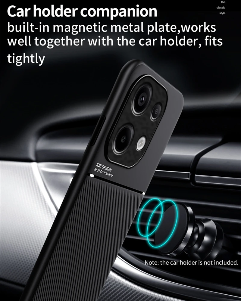 Car Magnetic Holder Leather Case For Xiaomi Redmi Note 13 Pro 5G 4G Soft Slicone Shockproof Back Cover Redmy Note13 Note13pro 5G