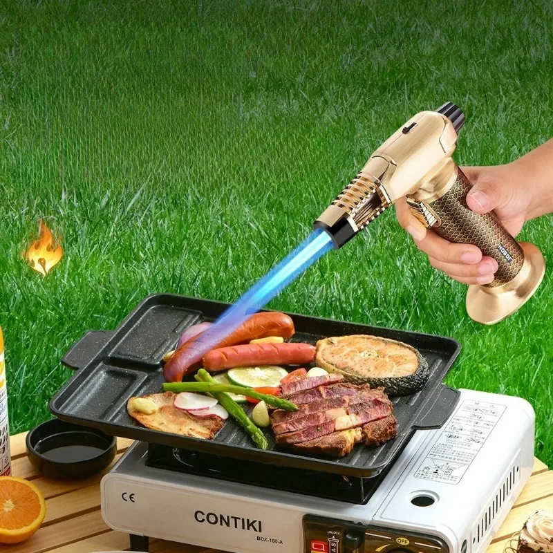 JOBON Full Metal High Power Welding Gun Turbine Butane Gas Torch Lighter Safety Lock Switch Outdoor BBQ Kitchen Cigar Lighters