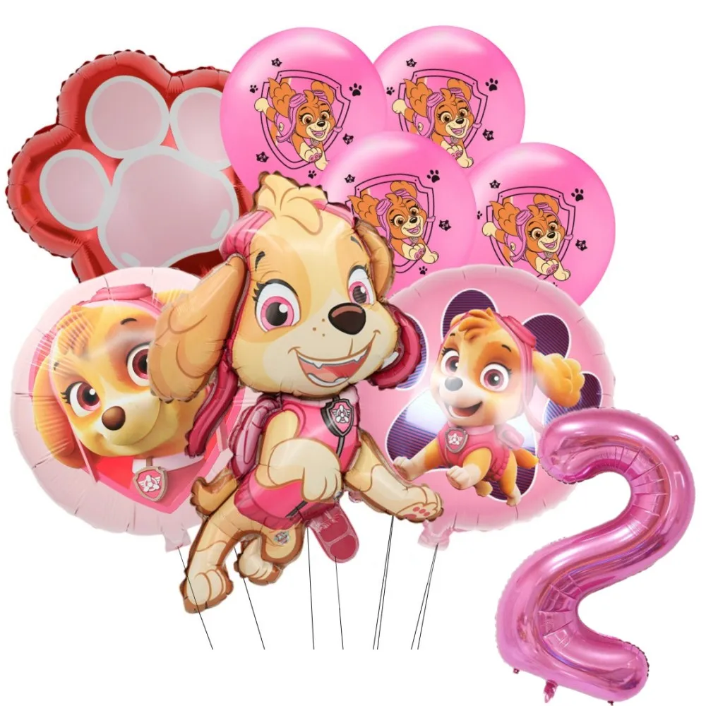 Ensemble de ballons en aluminium Paw Patrol Skye pour filles, décorations de fête préChristophe, cadeaux jouets pour enfants, rose, 32 po