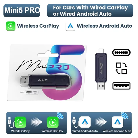 Беспроводной Адаптер Carlinkit 5.0 Mini 5 Pro Для CarPlay И Android Auto, AI Smart Box