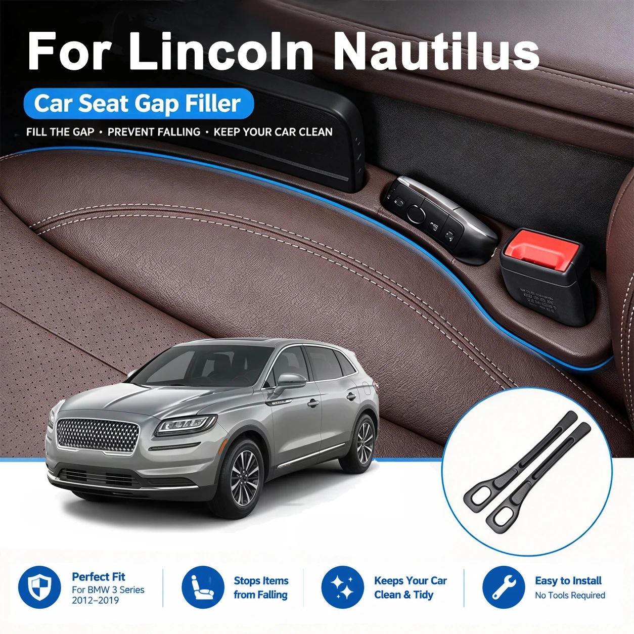 Car Seat Crevice Organizer Strip 2pcs/set For Lincoln Nautilus CDX707 Vehicle Interior Accessories Gap Filler Blocker